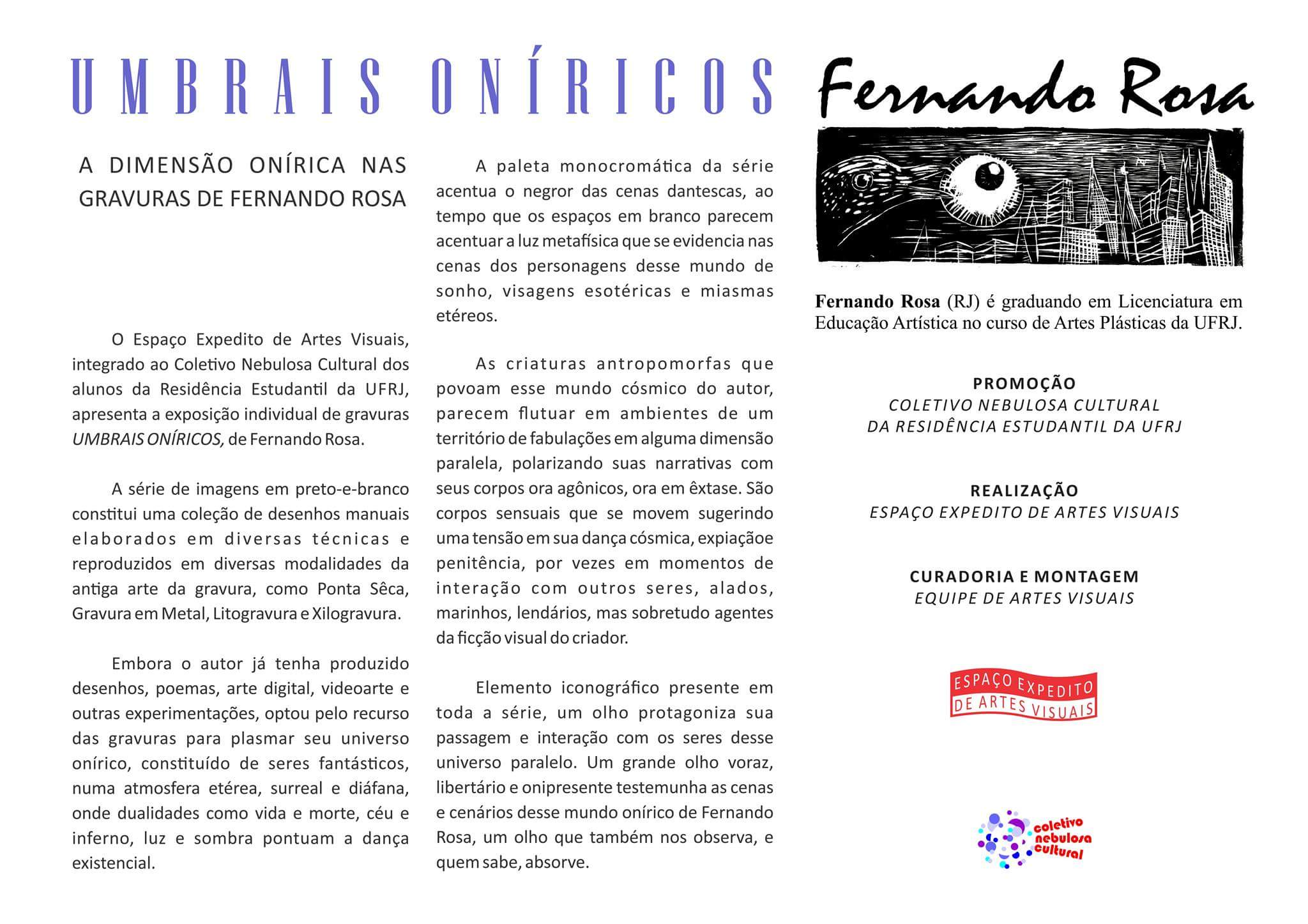 Cartaz da "Individual Umbrais Oníricos - Gravuras"